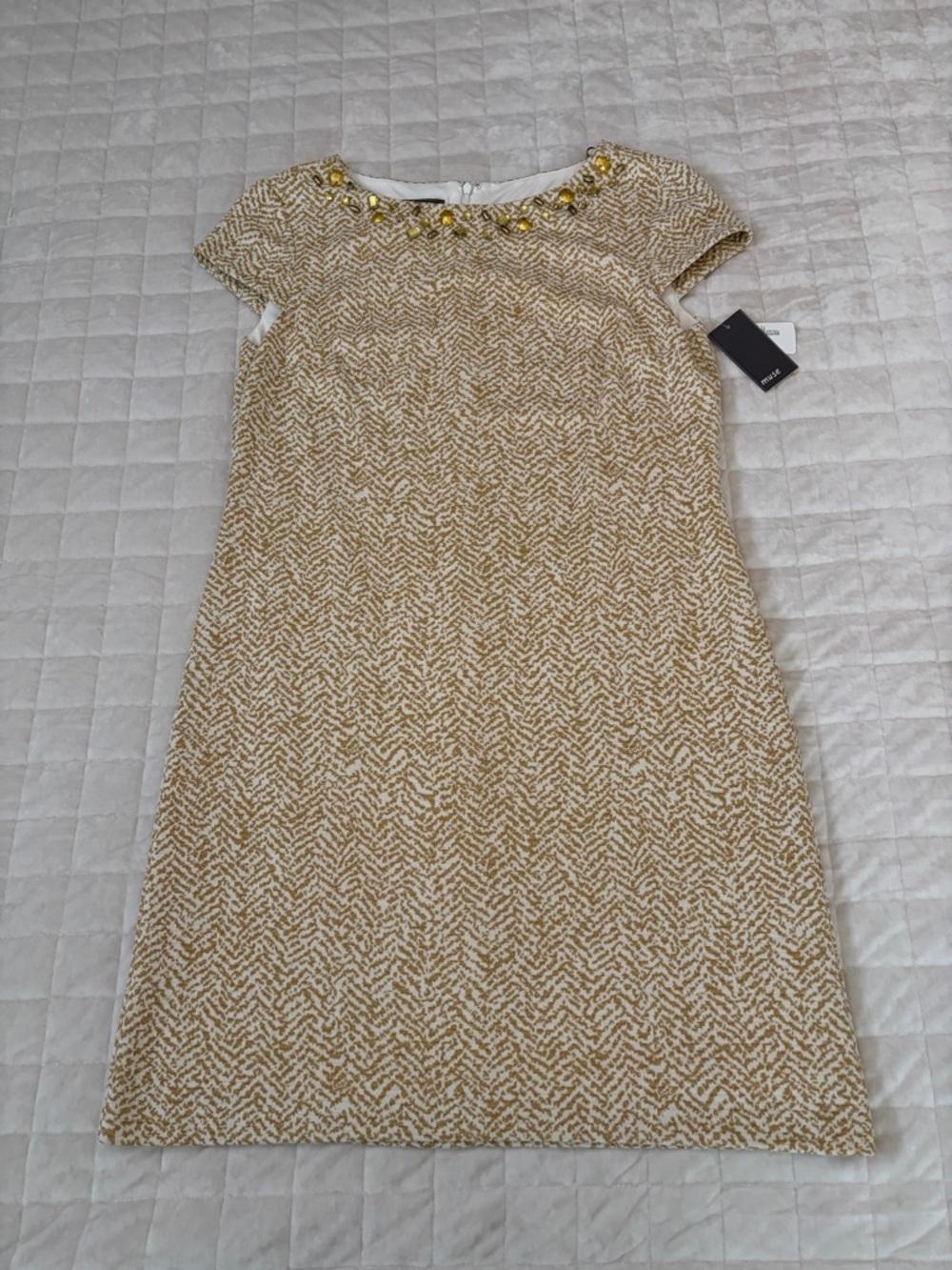 Muse Dress Jeweled Neckline Sheath, Size 10